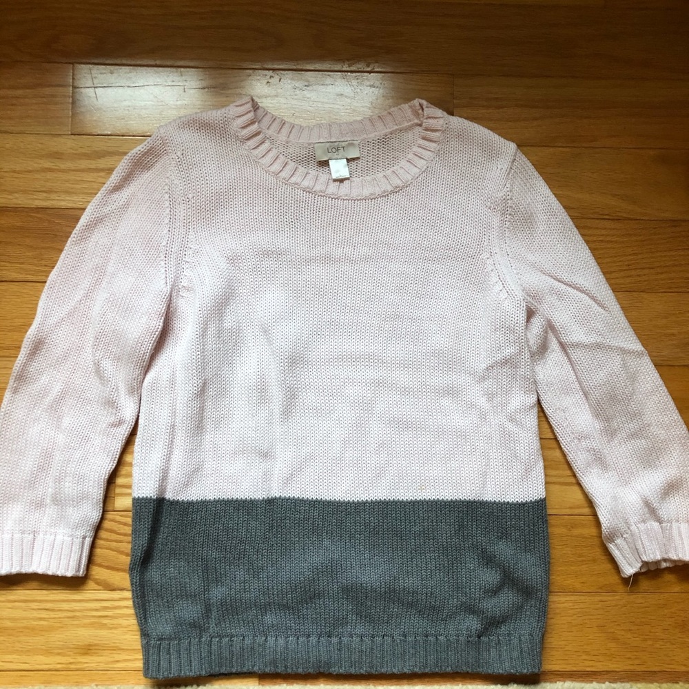 Loft pink and gray sweater